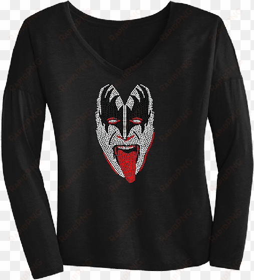 demon crystal bling portrait long sleeve drapey v - kiss demon bling crystal throw pillow