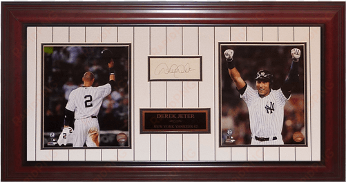 derek jeter autographed new york yankees deluxe framed - anonymous - derek jeter celebrates game winning single