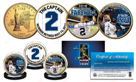 derek jeter * life & times * the yankees captain - derek jeter yankee stadium farewell ny quarters 2-coin