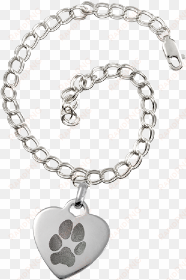 description - pet print jewelry: sterling silver heart charm bracelet