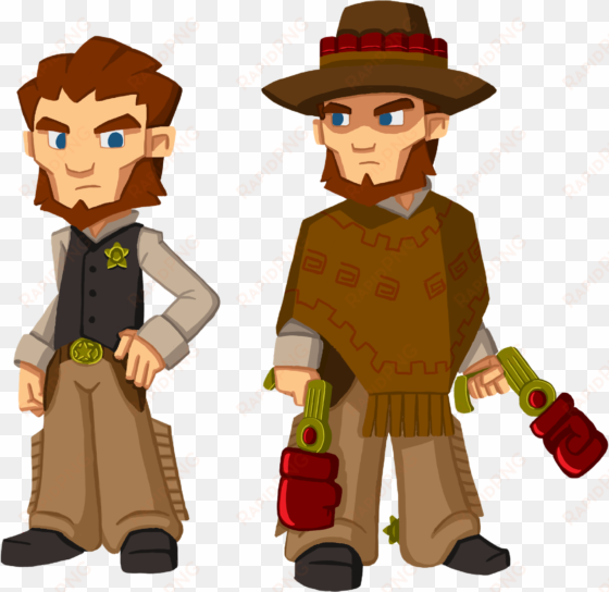 design and development sketches for the gunslinger - cartoon