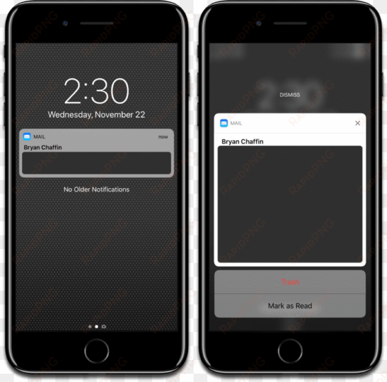 dismiss notifications by swiping down when you 3d touch - force touch