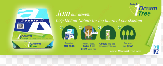 double one dream one tree - double a 80gsm premium a4 paper - 500 sheet