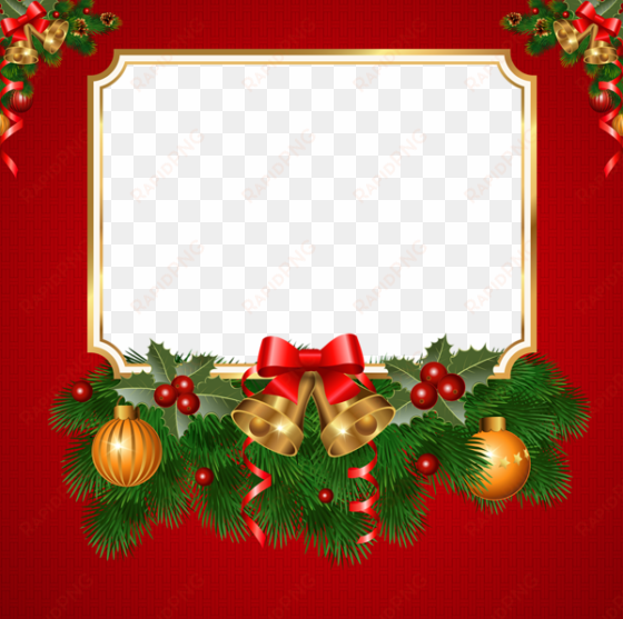 download christmas card border clipart santa claus - red christmas photo frame