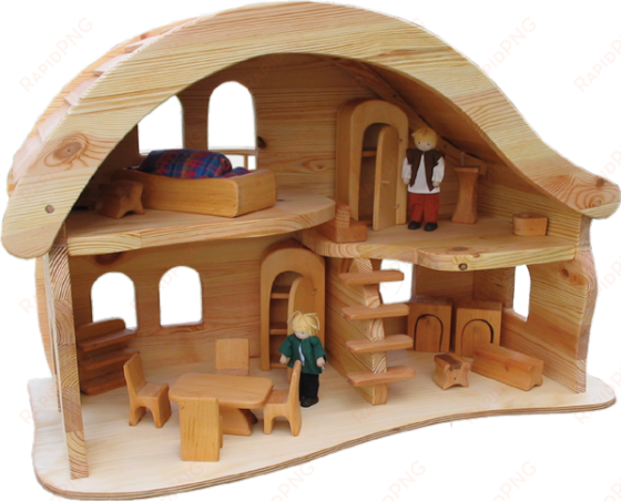 eco doll - natural wooden doll house