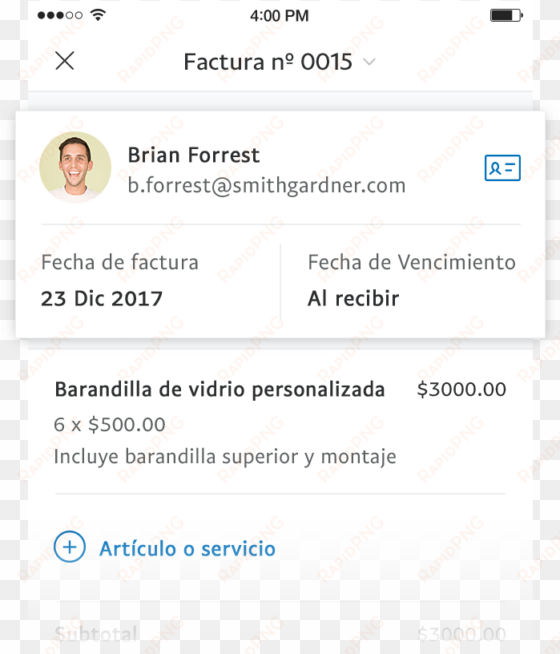ejemplo de formato de pago de un cliente - business