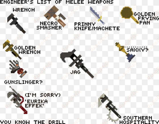 engineer's list of melee weapons - list of melee weapons