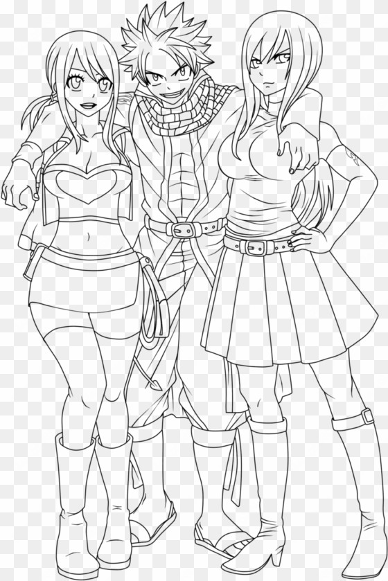 fairy tail lineart -natsu with lucy and erza by natsu9555 - erza scarlet