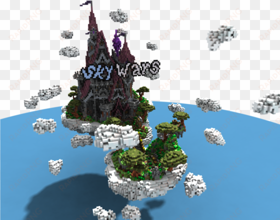 fantasy cloud castle spawn/hub colorful - tree