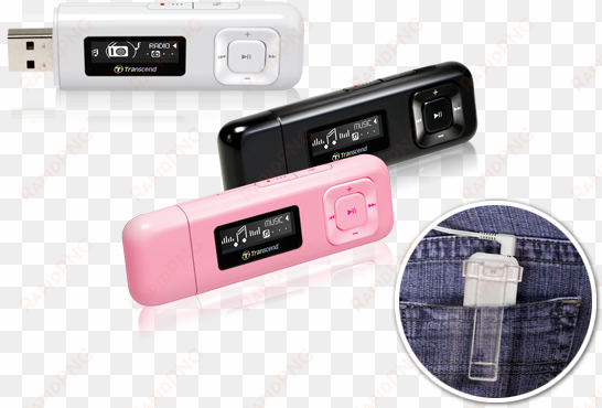 featuring a compact size and a convenient built-in - transcend mp330