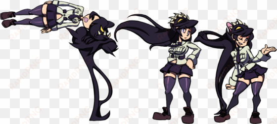 filia blown, hair blown, sassy - skullgirls filia victory pose