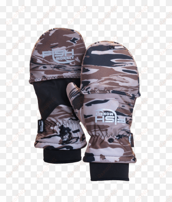 fm25 tundra insulated mitten glove “ice fishing ready” - fish monkey tundra gloves - camo l