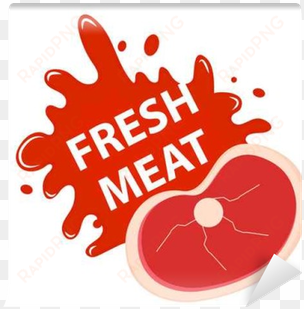 fresh meat emblem sticker isolated on white background - fresh orange logo