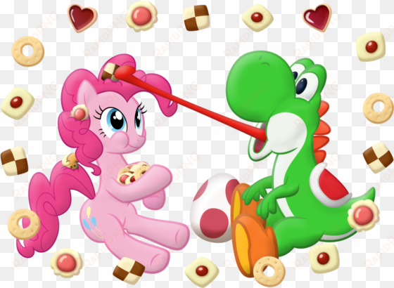 frogem, cookie, crossover, egg, food, pinkie pie, safe, - yoshi and pinkie pie