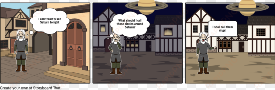 galileo discovering saturn's rings - cartoon