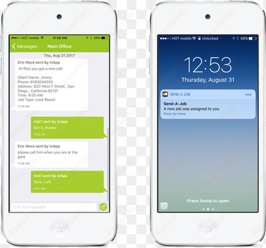 get send a job for ios - iphone