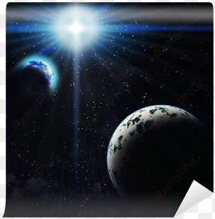 gigant blue planet and earth in space - planet