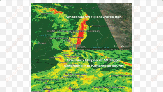 google earth map showing erosion in cherenganyi hills - atlas