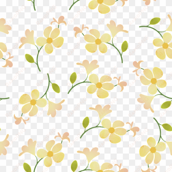 green yellow flower branch cartoon background - watercolor painting