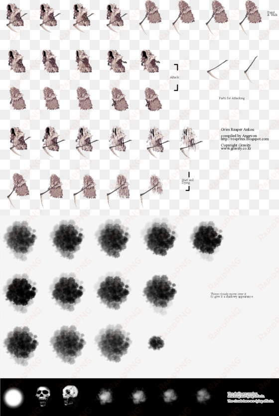 grim reaper, loki and evil shadow monsters - shadow monster sprite sheet