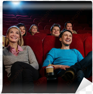 group of smiling people watching movie in cinema wall - 4 fotos 1 palabra perro con lentes