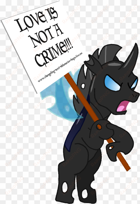 hakar-kerarmor, changeling, protest, safe, sign, simple - cartoon