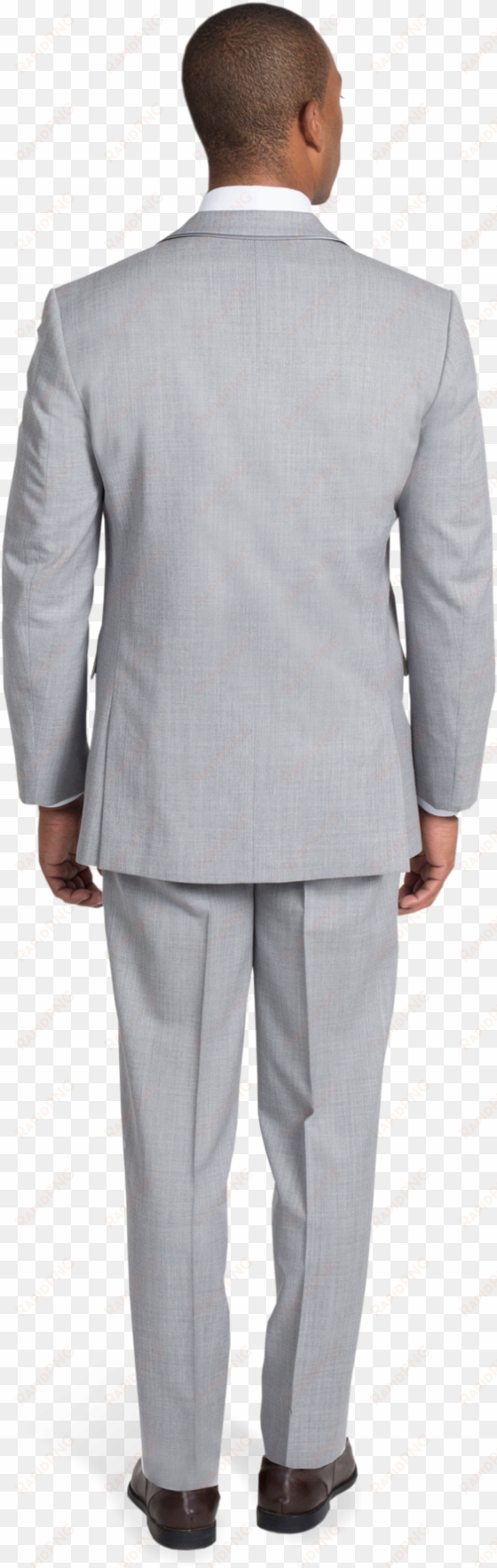 heather grey notch lapel suit - gray back suit