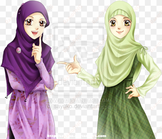 hijab girls by ~sayuko on deviantart muslimah anime, - two muslim girls cartoon