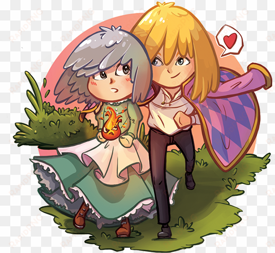 howl's moving castle howl, calcifer and sophie - calcifer