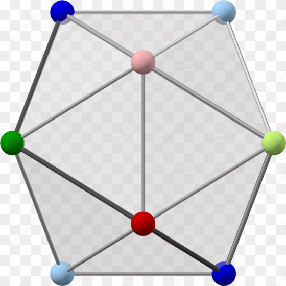 icosahedron with colored vertices, 2-fold - vertex