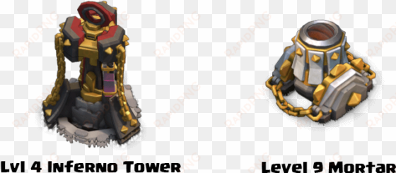 inferno tower and mortar - clash of clans max level mortar