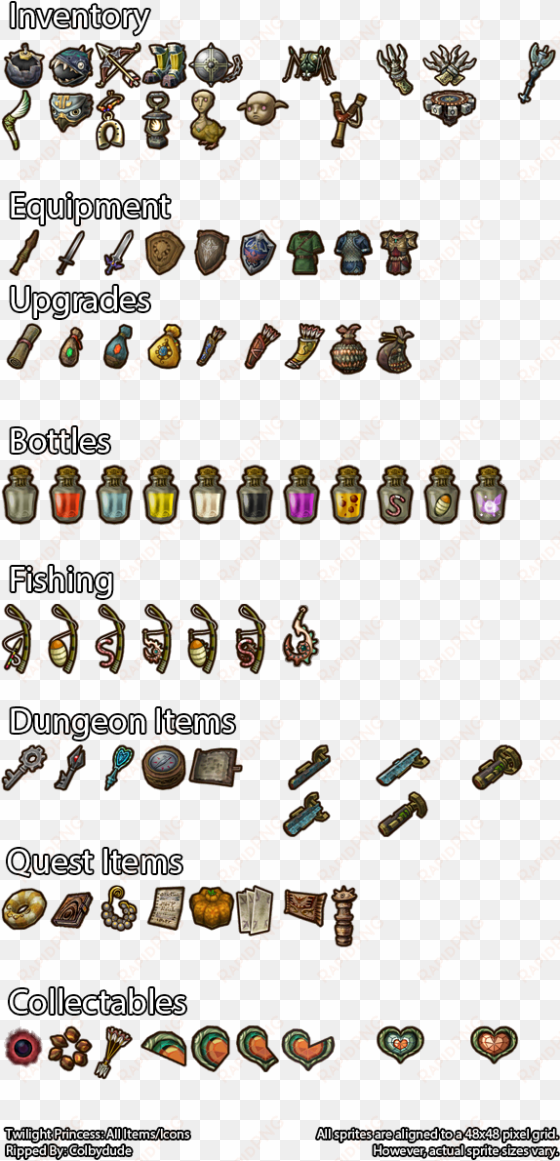 item icons - twilight princess item icons