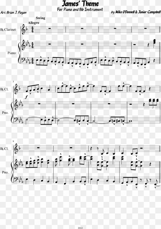 james' theme sheet music composed by by mike o'donnell - stars and stripes solo