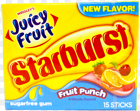 juicy fruit 15 sticks starburst fruit punch - sugar free gum juicy fruit