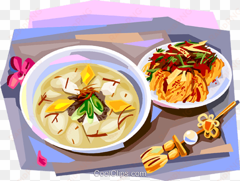 korean cuisine rice-cake soup and kimchi royalty free - korea kimchi clipart png