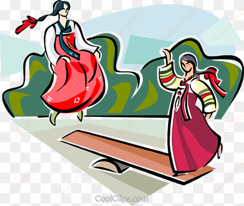 korean girls playing balance game royalty free vector - transparent korea clipart