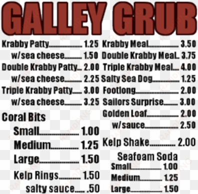 krusty krab menu - spongebob roblox song ids