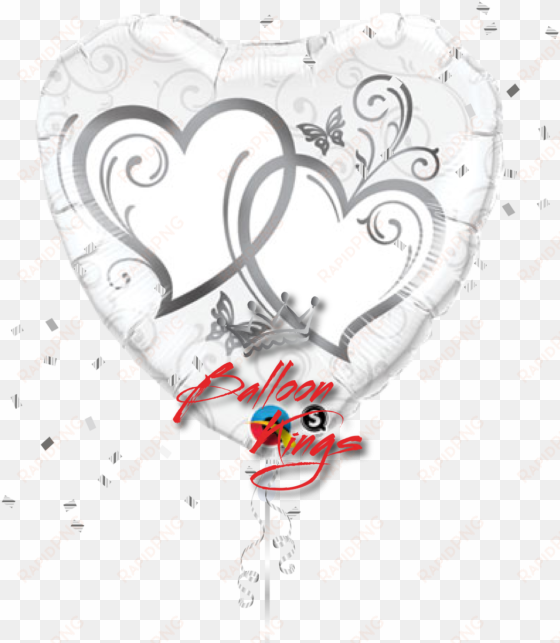 large entwined silver hearts - qualatex entwined hearts foil balloon