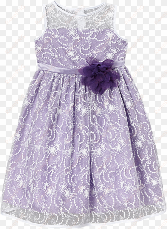 lavender satin with white floral lace overlay occasion - dress