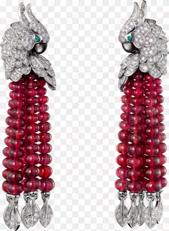les oiseaux libérés earringswhite gold, rubies, emeralds, - cartier ruby red earrings