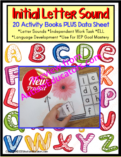 letter sounds interactive work task bundle for autism/special - education