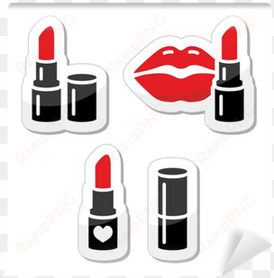 lips and red lipstick vector icon set wall mural • - lipstick symbols