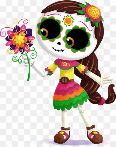 lupita pose sugar skull artwork, sugar skulls, santa - dibujos dia de muertos png