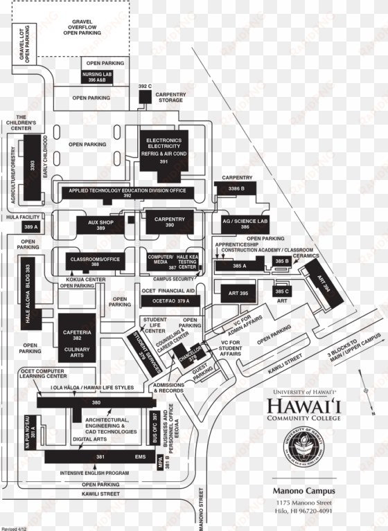 map of the manono campus - hawaii community college campus map