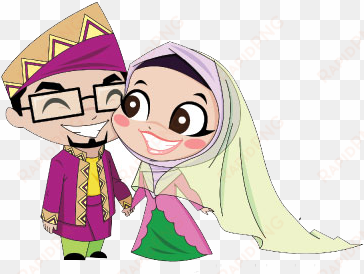 mat so'od and so'odah is a pair of married couple - islamic cartoon wedding