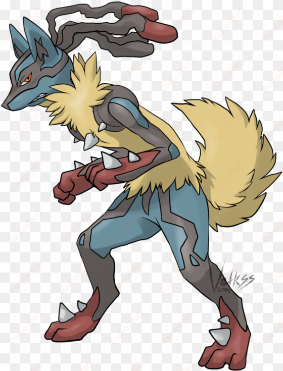 mega lucario by velkss - cartoon