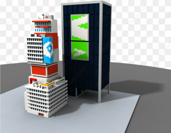 mirrors edge inspired voxelart with magicavoxel - commercial building