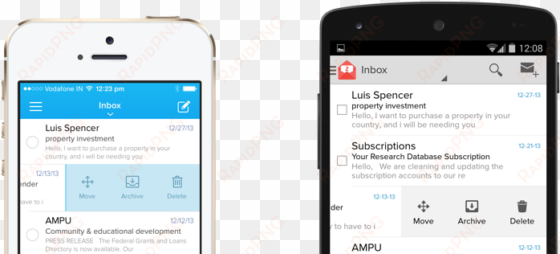mobile email swipe - iphone
