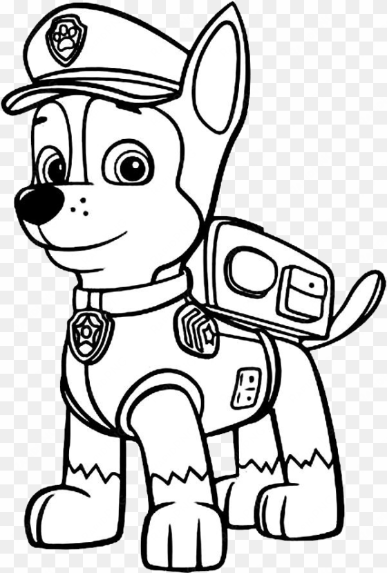 moderno perro policial para colorear viñeta - perro paw patrol para colorear