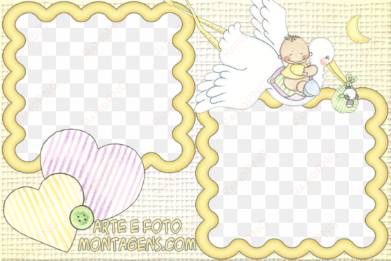 montagem para fotos - cegonha com bebe